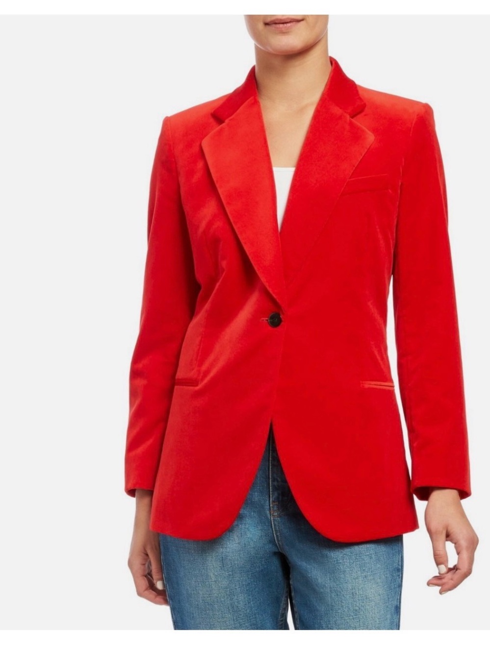 THEORY Velvet Cinched Notched Lapel One-Button Long Sleeve Blazer Jacket,size4